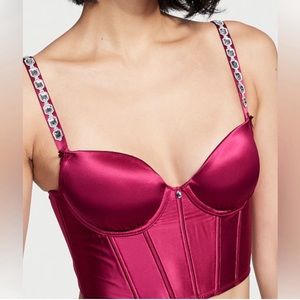 Victoria’s Secret Dream Angels Bejeweled Strap Satin Corset Top NWT 38DD